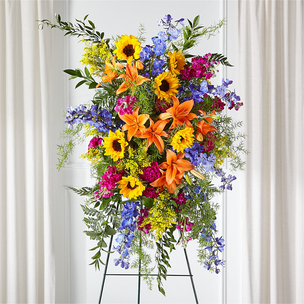 Sunlit Memories Standing Spray (Standard) – The Flower Chef Llc, Cartersville GA