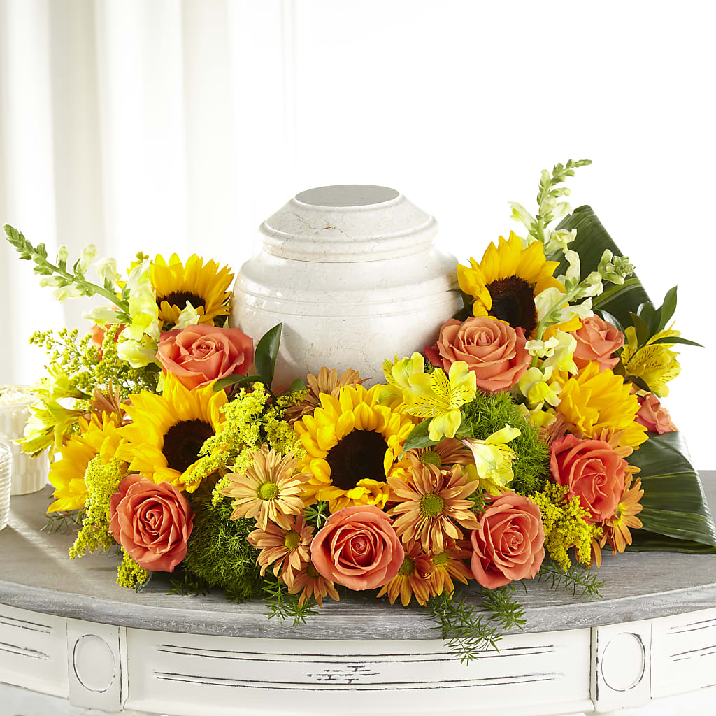 Faithful Sunflower Cremation Adornment – The Flower Chef Llc, Cartersville GA
