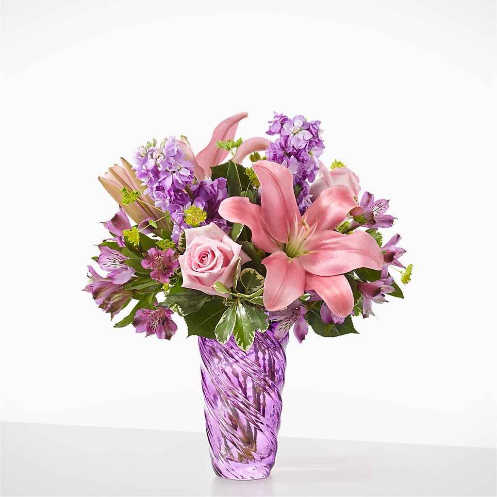 Precious Petals Bouquet with Luxe Swirl Vase – The Flower Chef Llc, Cartersville GA