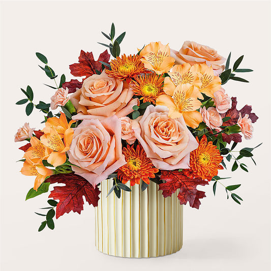 Spiced Latte Bouquet with Ivory Vase –  The Flower Chef Llc, Cartersville GA